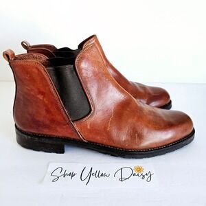 Lorenzo‎ Puccini Mens Chelsea Cognac Leather Boots Sz 12 Made in Italy - Sh649.3